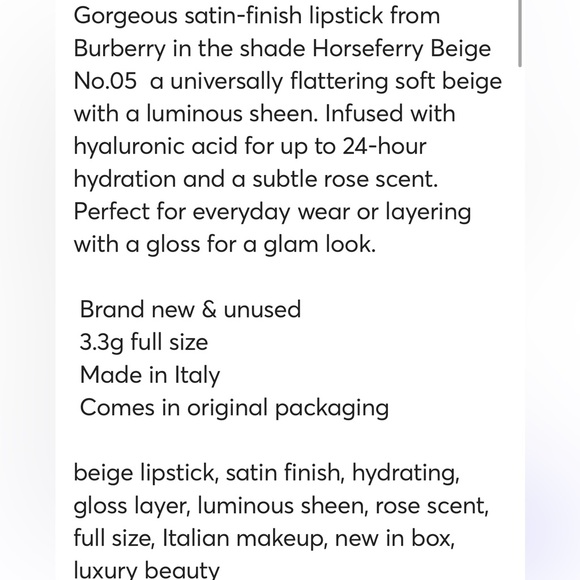 Burberry Kisses Lipstick  Horseferry Beige No.05 NEW - Picture 8 of 12